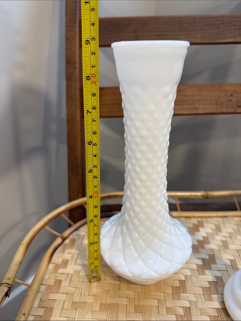 White Milk Glass Bud Vase Set Different Sizes - Picture 8 of 12